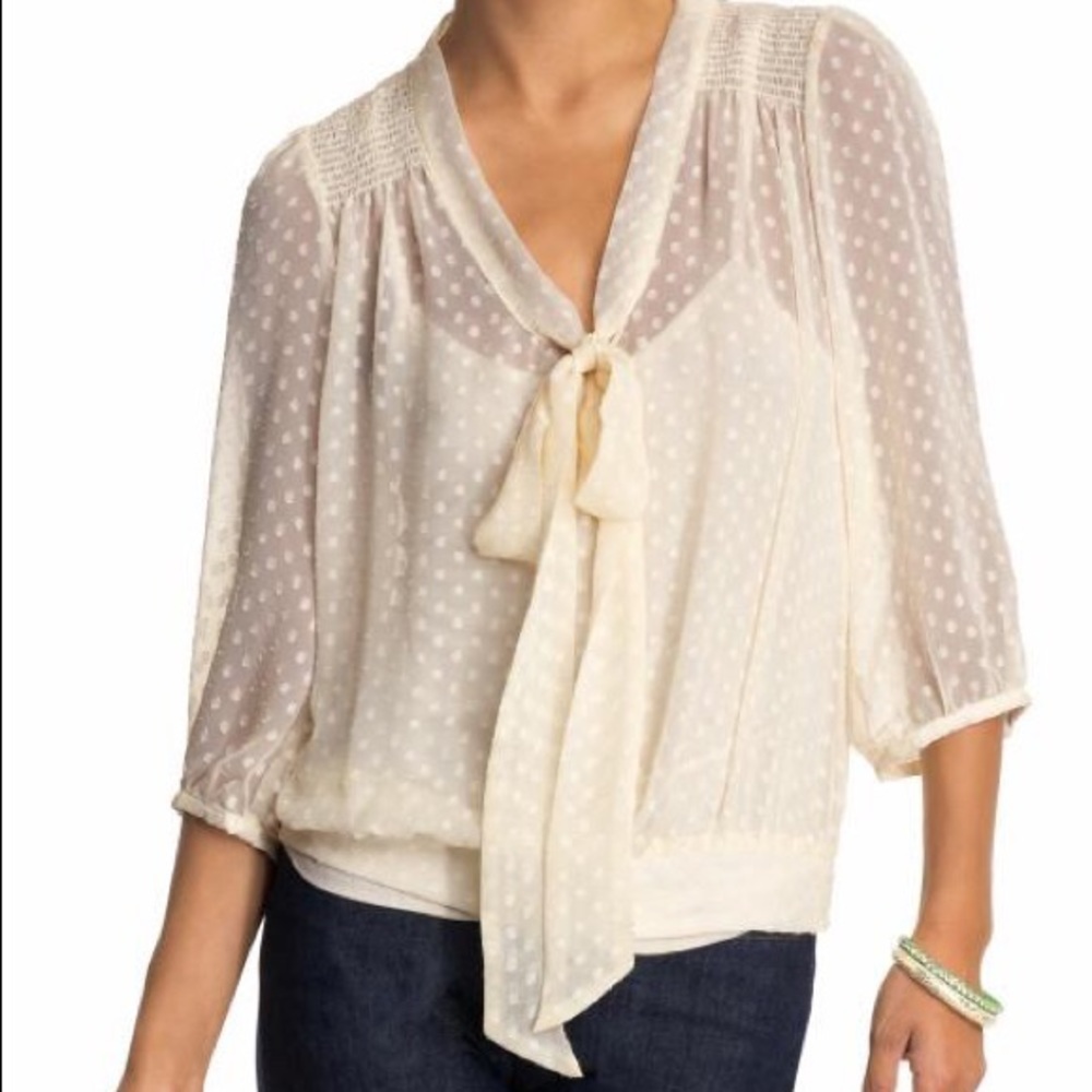 Swiss Dot Secretary Blouse